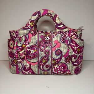 AUTHENTIC VERA BRADLEY Bag Purse Hobo Tote Medium Pink Purple Paisley Zip Close